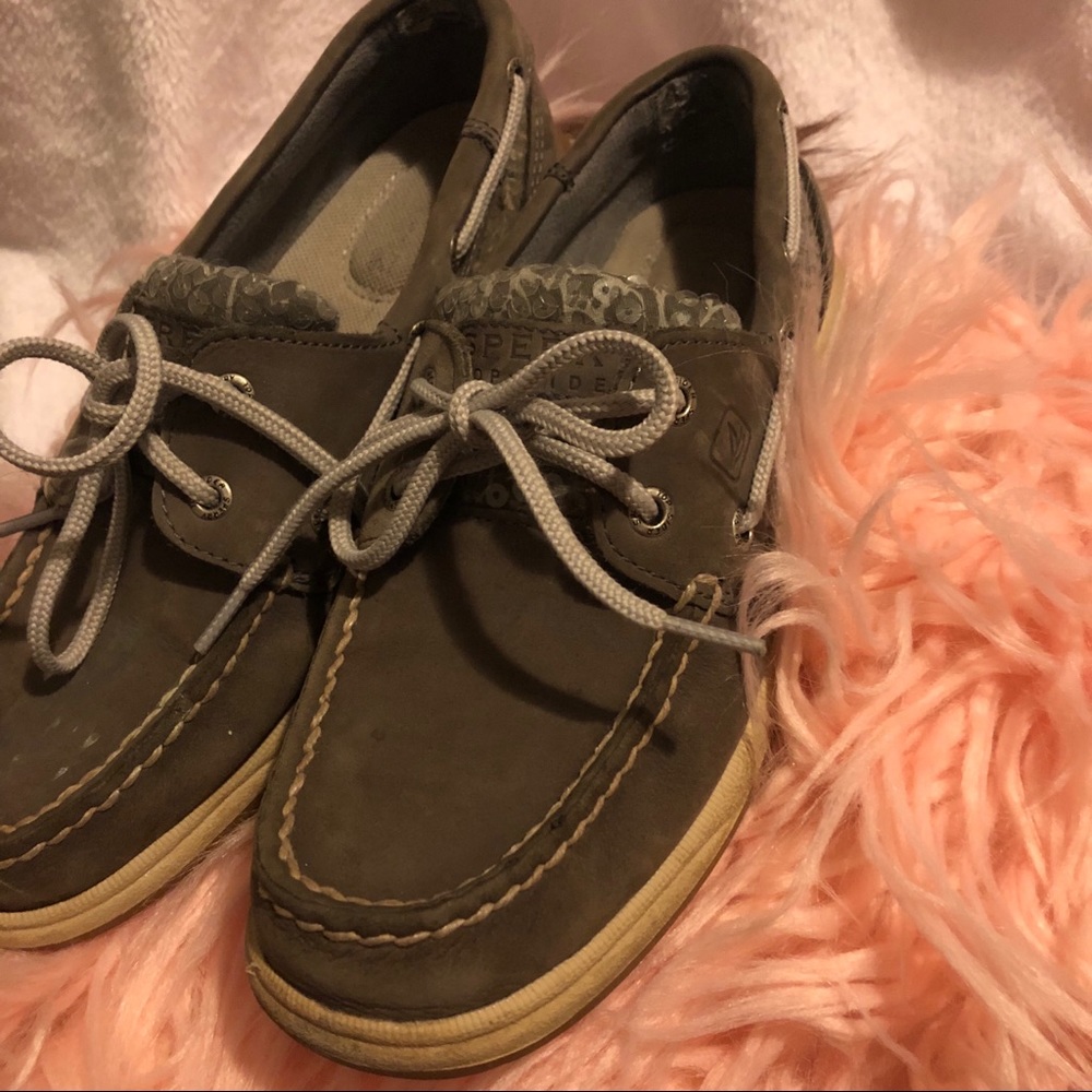 Gray Sequin Cheetah Sperry TopSider boat Shoes
